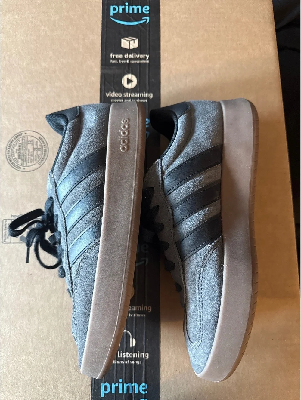 Adidas Suede Casual Sneakers in Gray and Black, Size 7 US